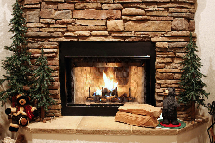 Light up fireplace to keep the house warm